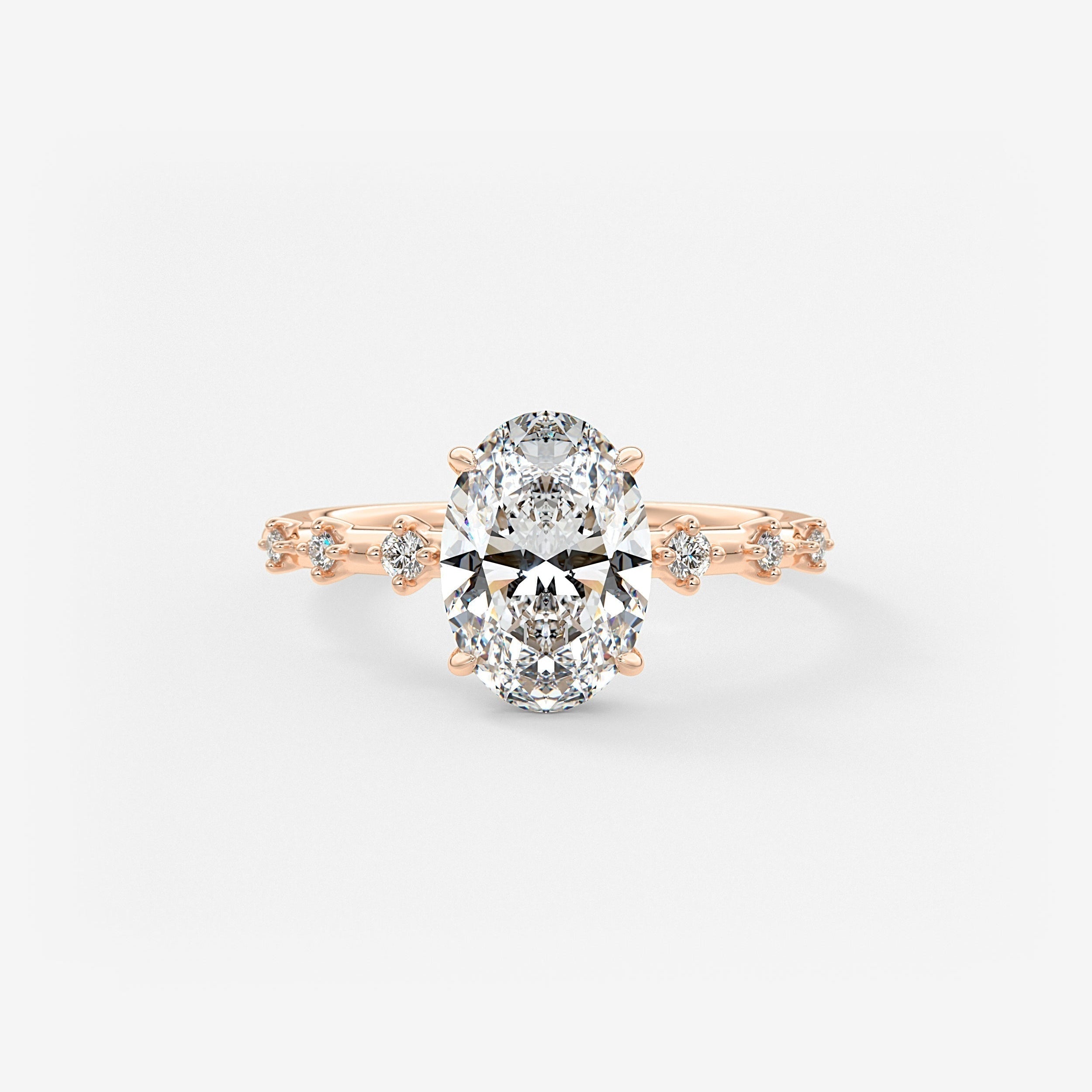Oval Dainty Pave Lab Grown Diamond Engagement Ring