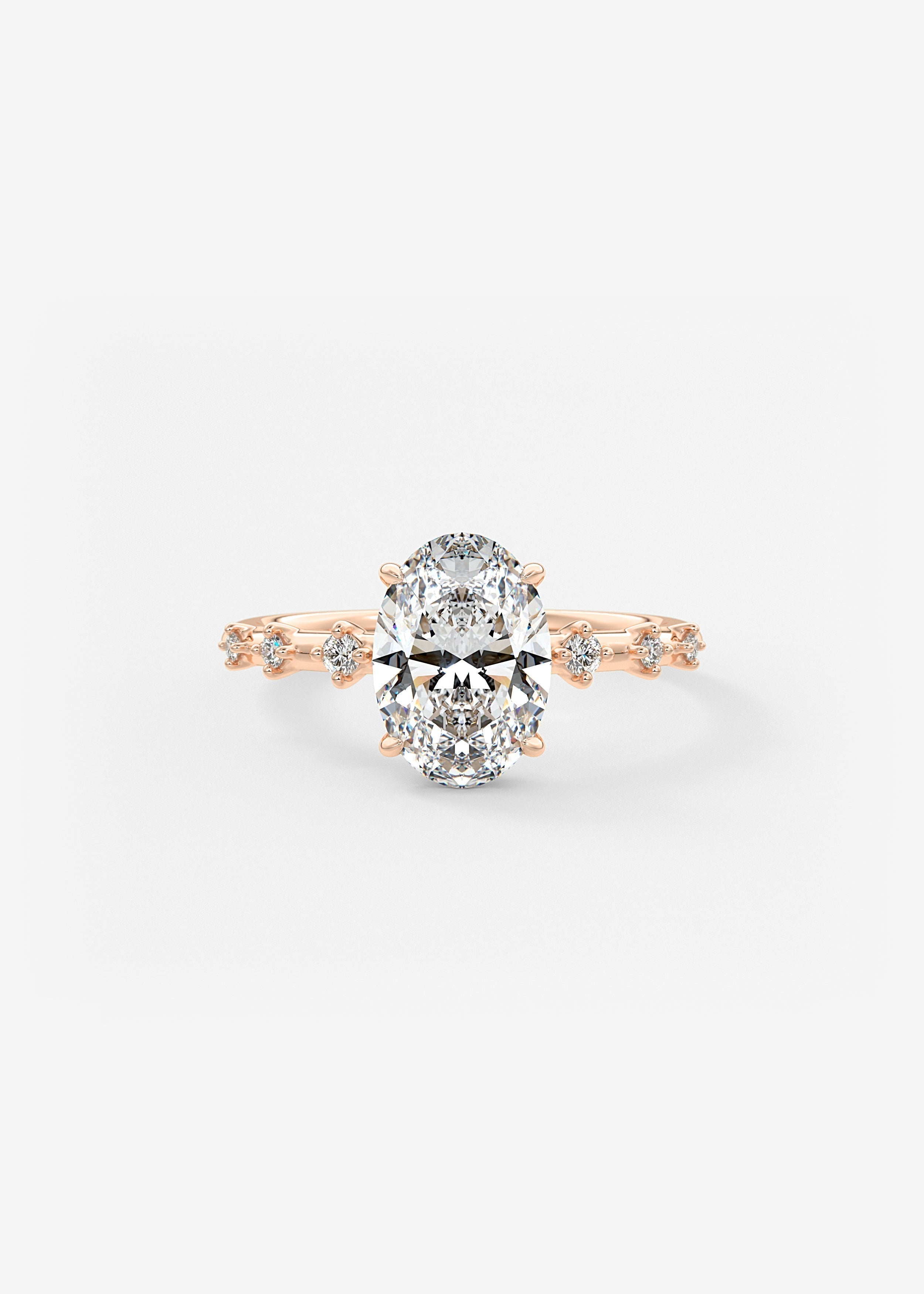 Oval Dainty Pave Lab Grown Diamond Engagement Ring