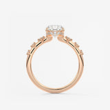 Oval Dainty Pave Lab Grown Diamond Engagement Ring