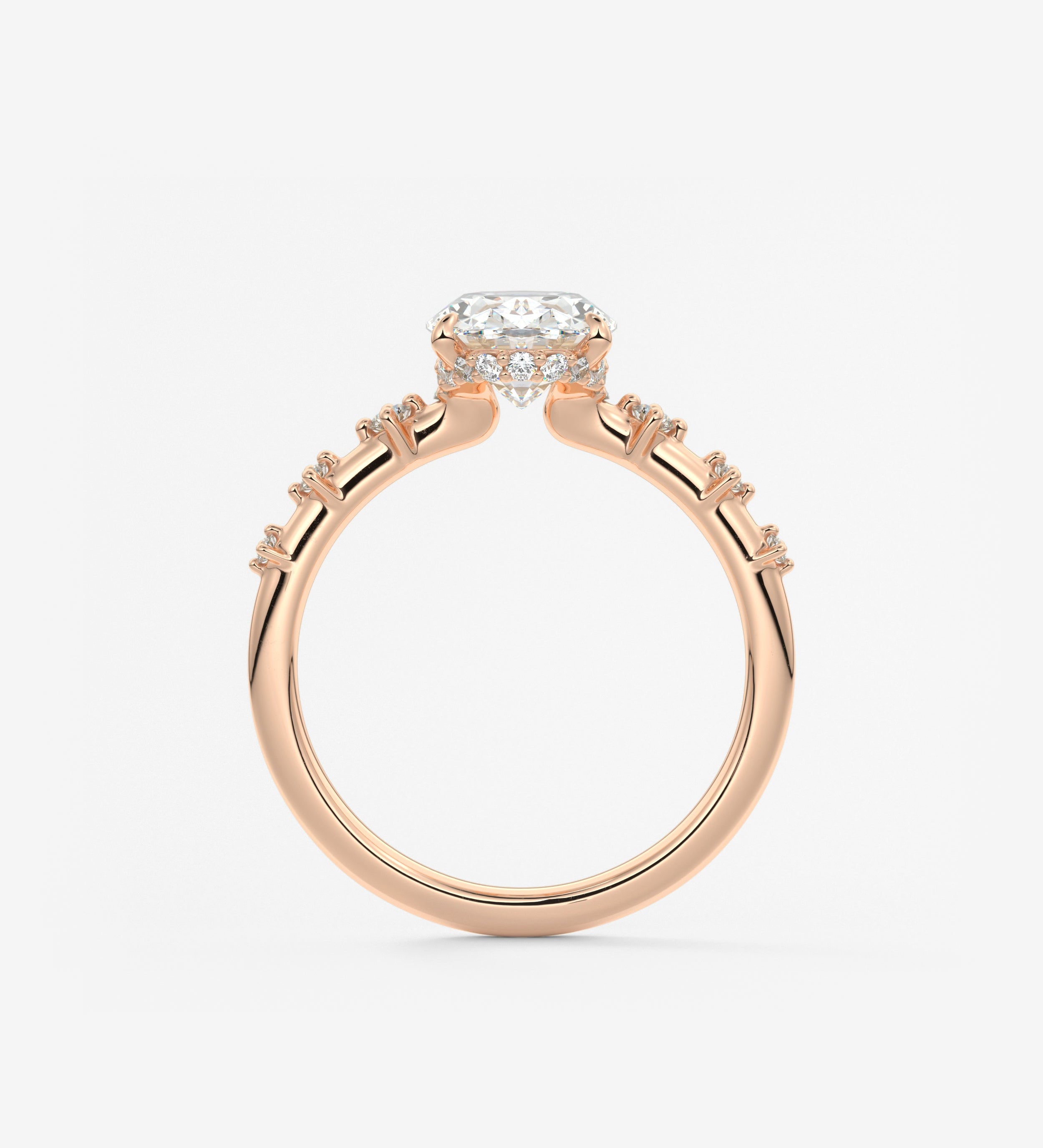 Oval Dainty Pave Lab Grown Diamond Engagement Ring