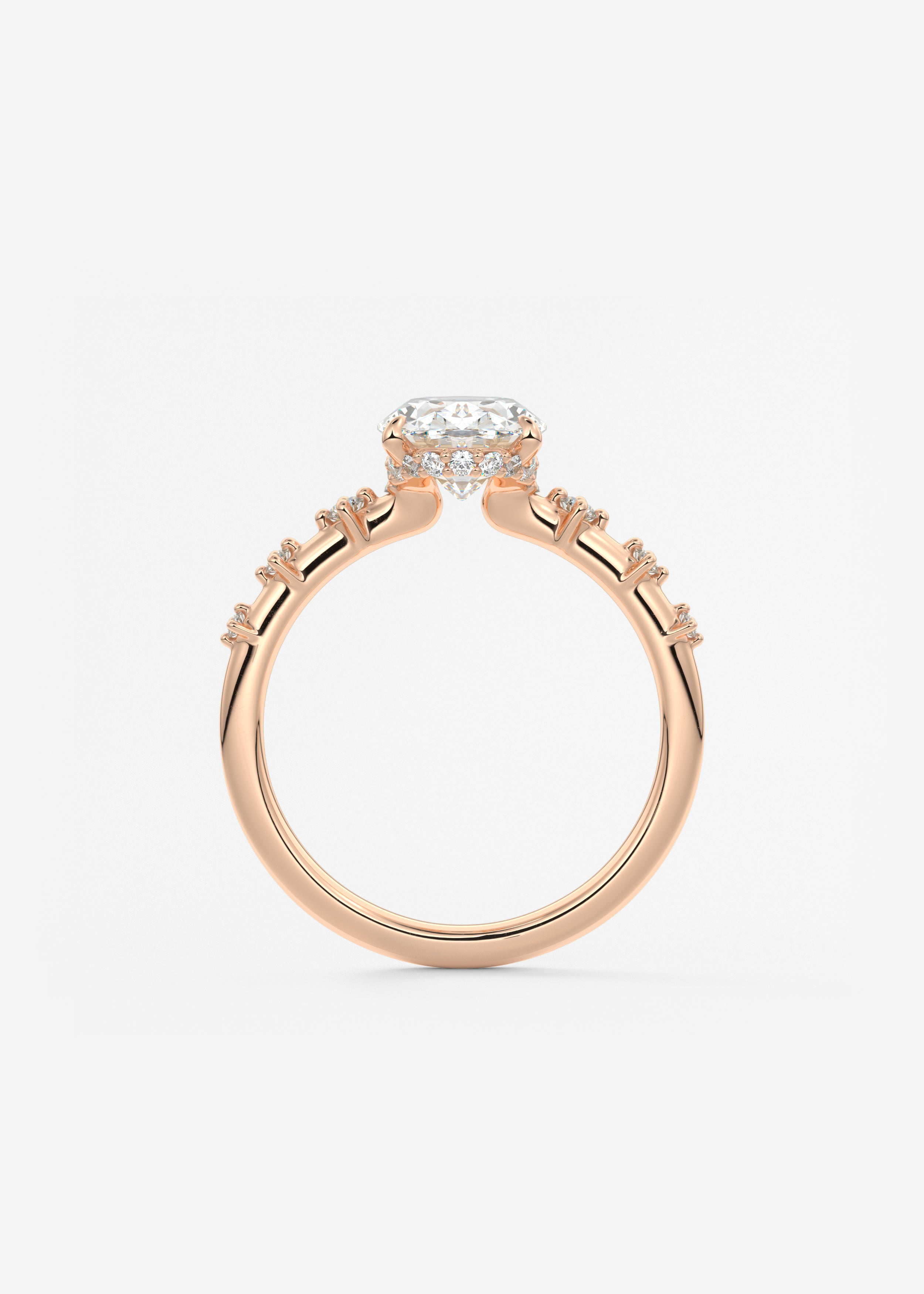 Oval Dainty Pave Lab Grown Diamond Engagement Ring