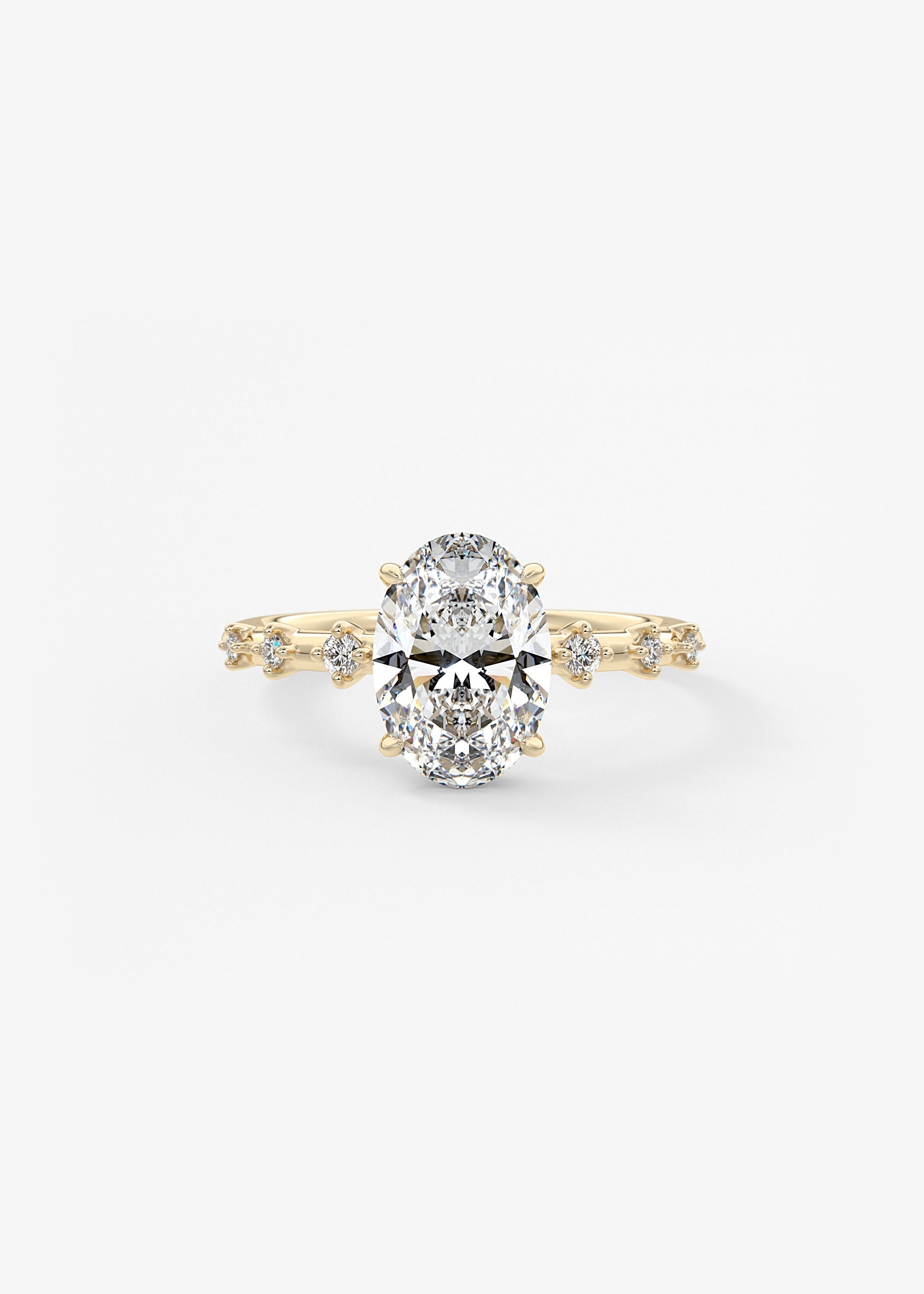 Oval Dainty Pave Lab Grown Diamond Engagement Ring