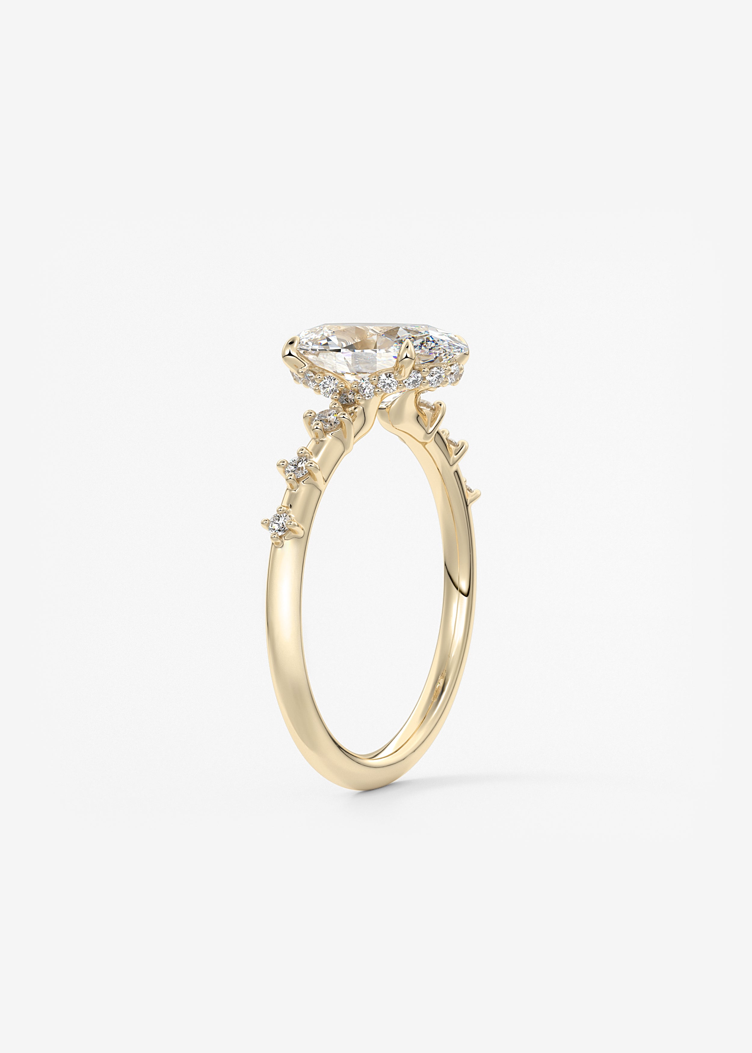 Oval Dainty Pave Lab Grown Diamond Engagement Ring