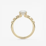Oval Dainty Pave Lab Grown Diamond Engagement Ring