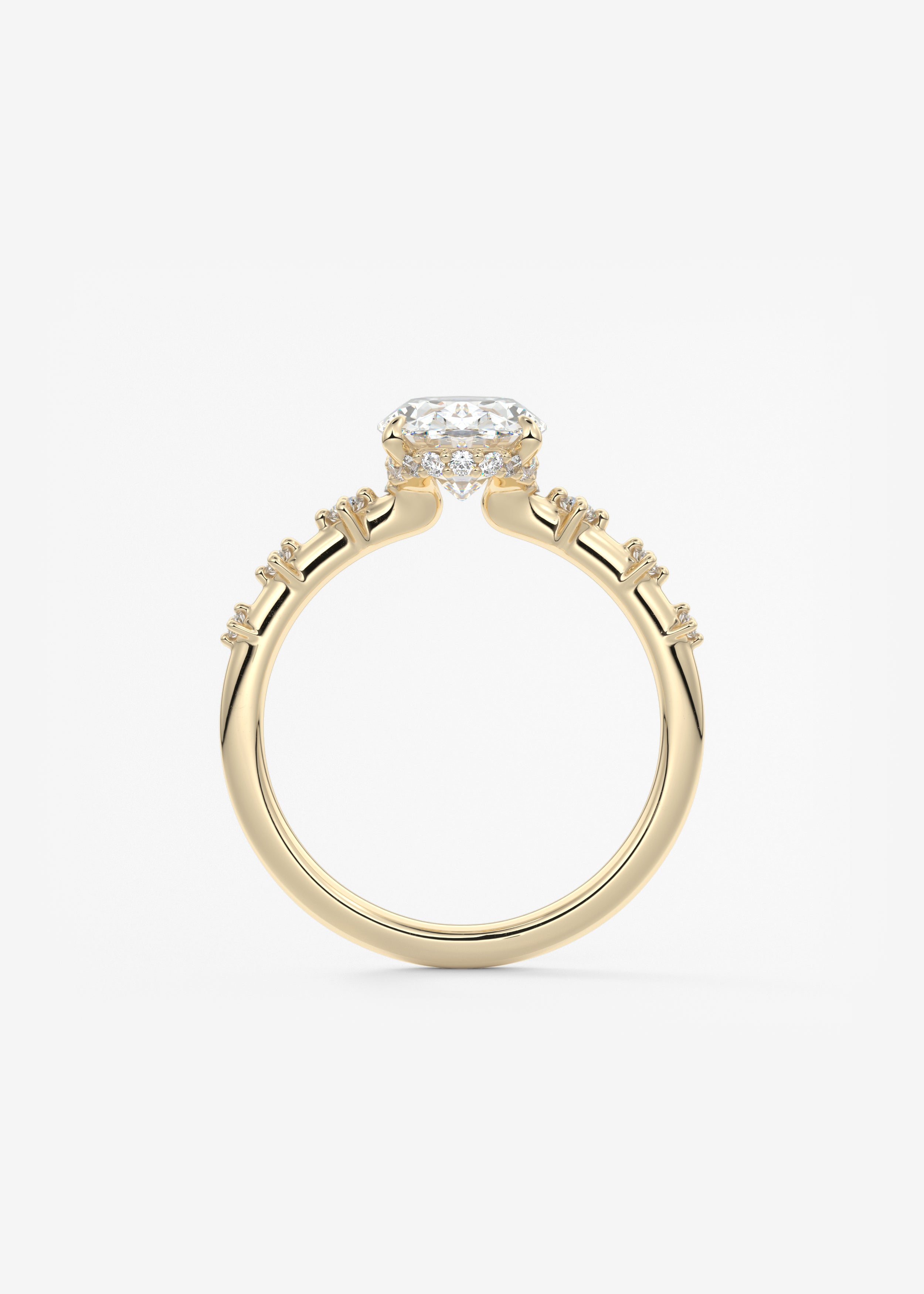 Oval Dainty Pave Lab Grown Diamond Engagement Ring