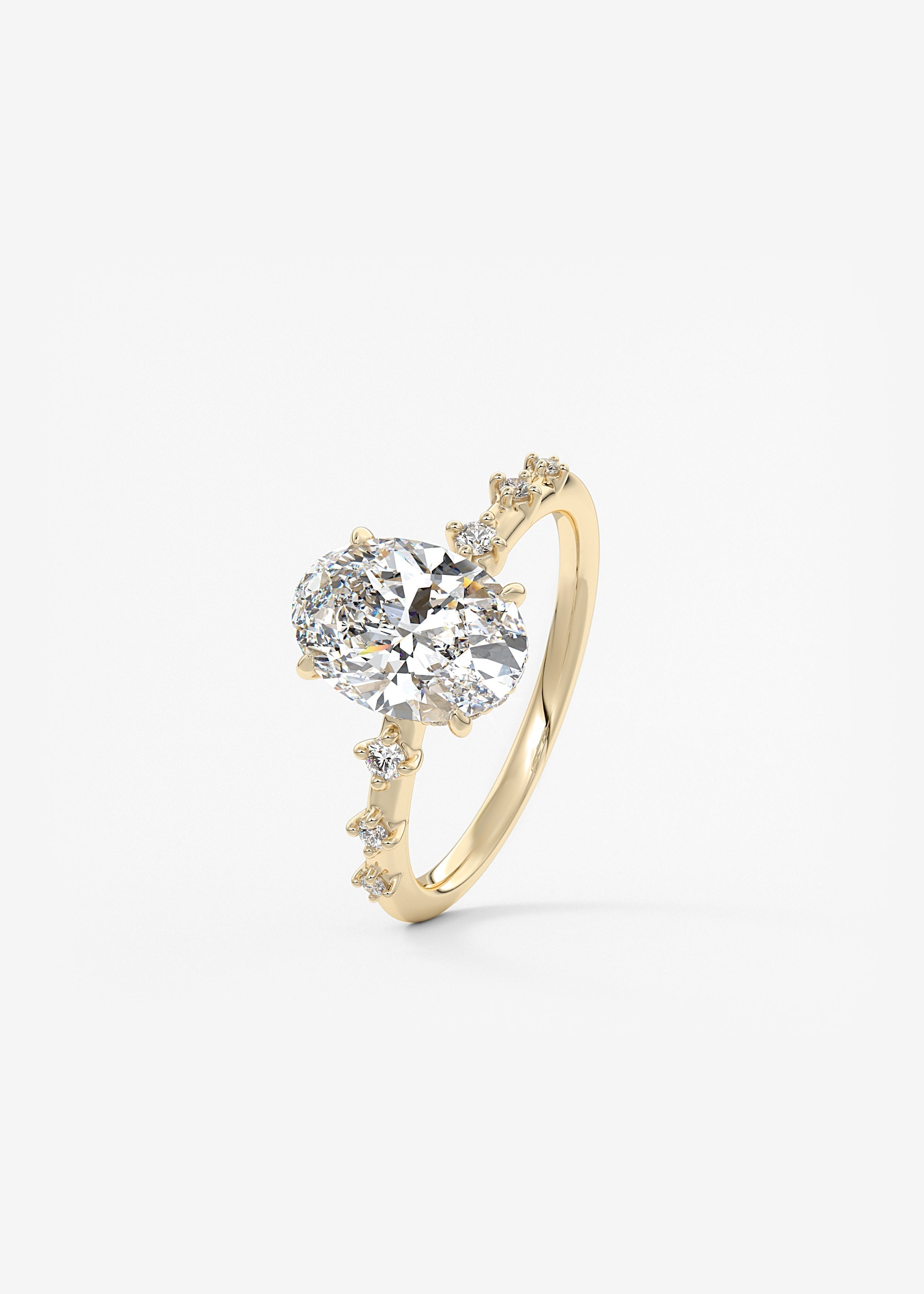 Oval Dainty Pave Lab Grown Diamond Engagement Ring