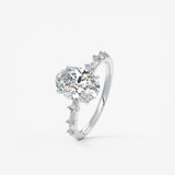 Oval Dainty Pave Lab Grown Diamond Engagement Ring