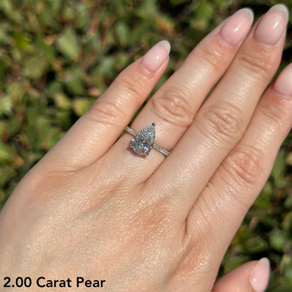 Stunning 2.0 CT Pear Moissanite Engagement Ring with Hidden Halo & Pave Design 5