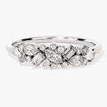 Stunning 0.72 CT Round, Marquise & Baguette Moissanite Stones Cluster Wedding Band 3