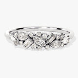 Stunning 0.72 CT Round, Marquise & Baguette Moissanite Stones Cluster Wedding Band 3
