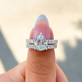 Stunning 3.0 CT Pear Moissanite Engagement Ring in Pave Design 9