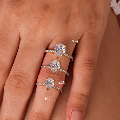 Stunning 1.0 CT Pear Moissanite Engagement Ring with Hidden Halo & Pave Design 4