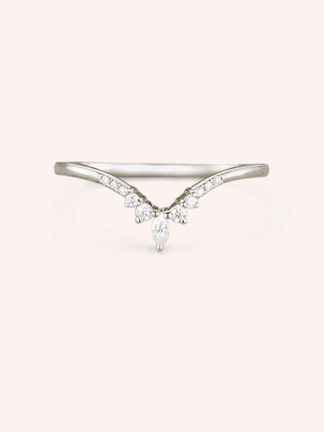 Stunning 0.3 TCW Round & Marquise Moissanite Stones Curved Wedding Band 3