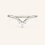 Stunning 0.3 TCW Round & Marquise Moissanite Stones Curved Wedding Band 3
