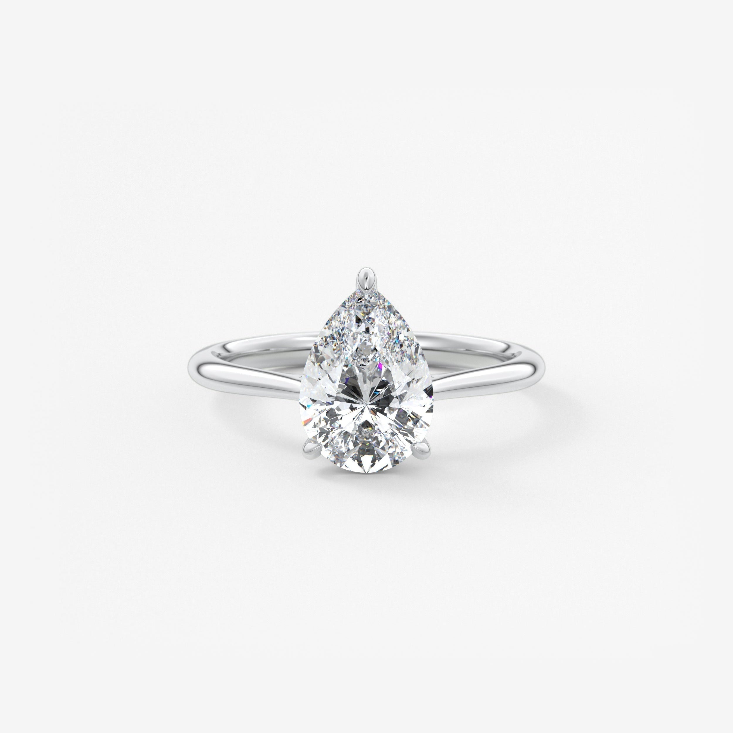 Pear Hidden Halo/ Cathedral Lab Grown Diamond Engagement Ring