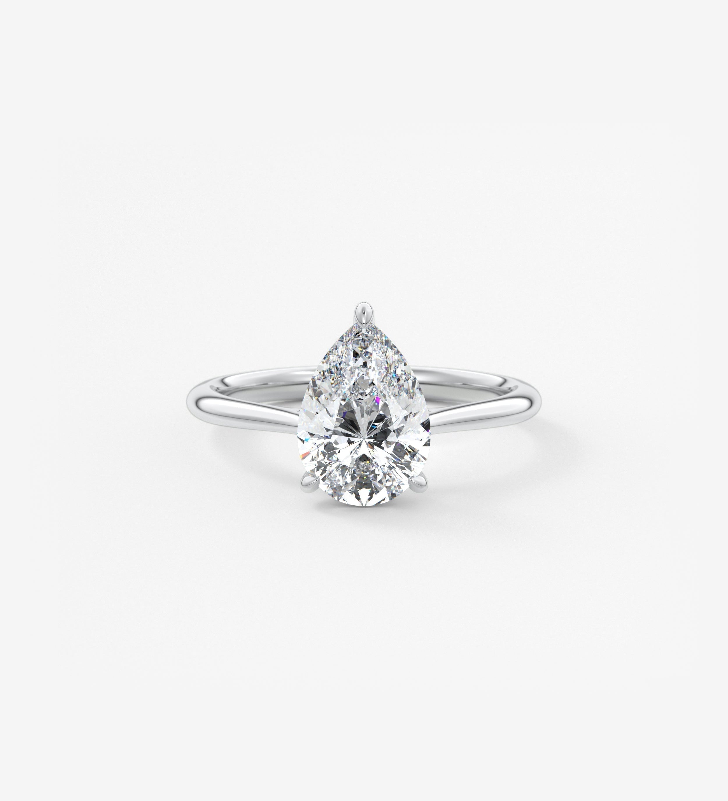Pear Hidden Halo/ Cathedral Lab Grown Diamond Engagement Ring
