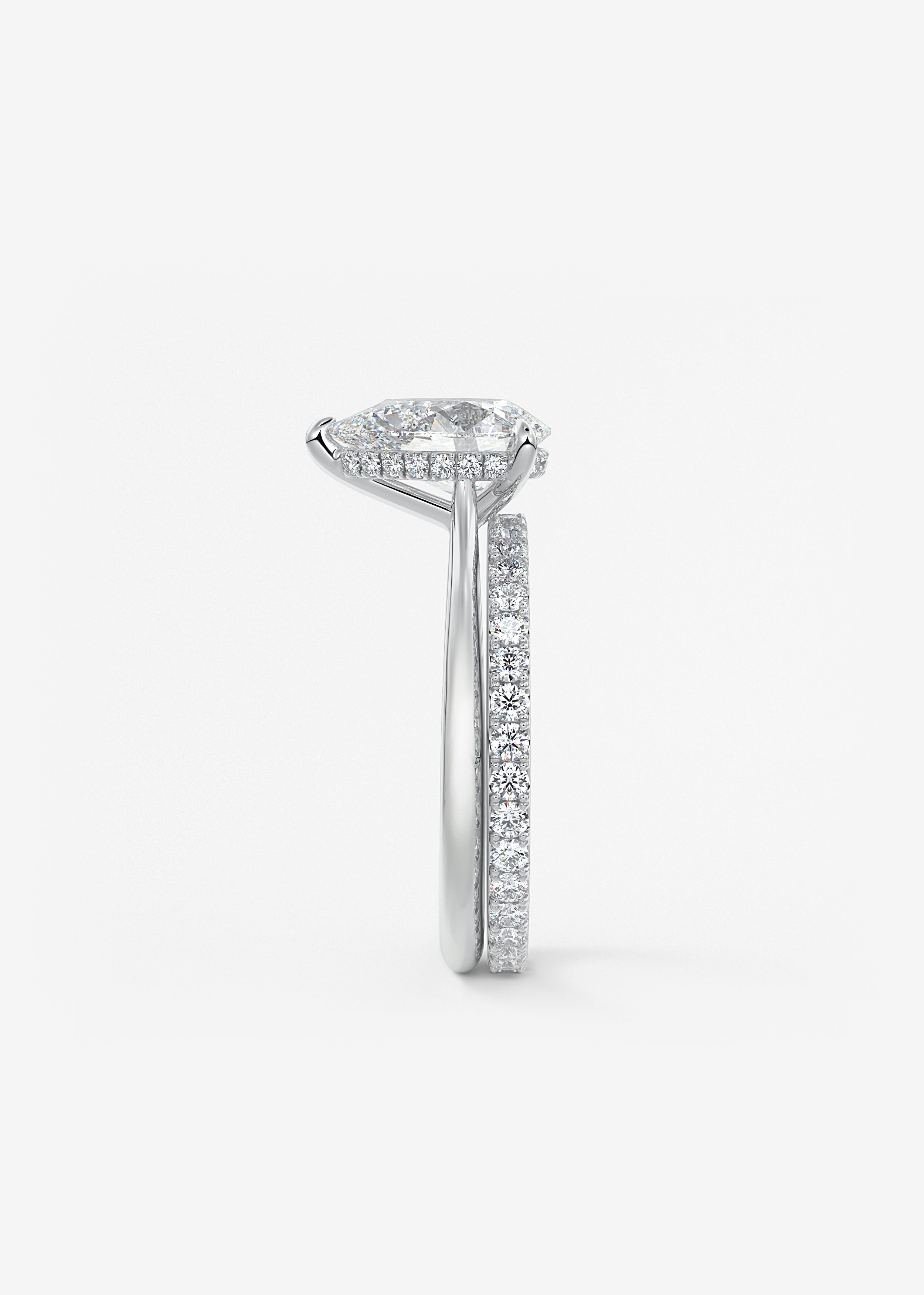 Pear Hidden Halo/ Cathedral Lab Grown Diamond Engagement Ring