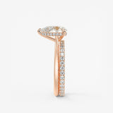 Pear Hidden Halo/ Cathedral Lab Grown Diamond Engagement Ring