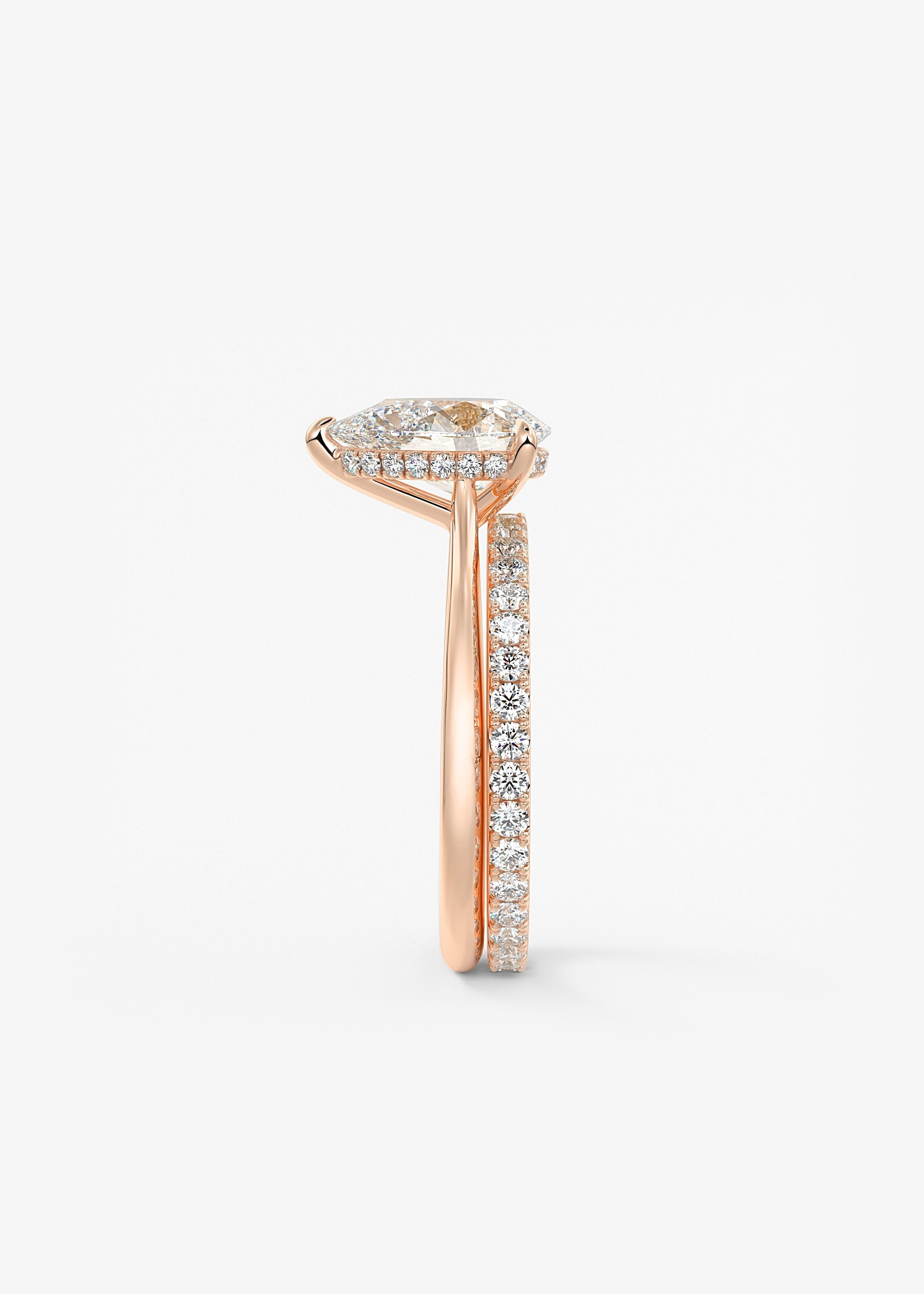 Pear Hidden Halo/ Cathedral Lab Grown Diamond Engagement Ring