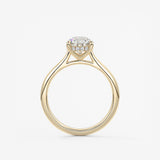 Pear Hidden Halo/ Cathedral Lab Grown Diamond Engagement Ring