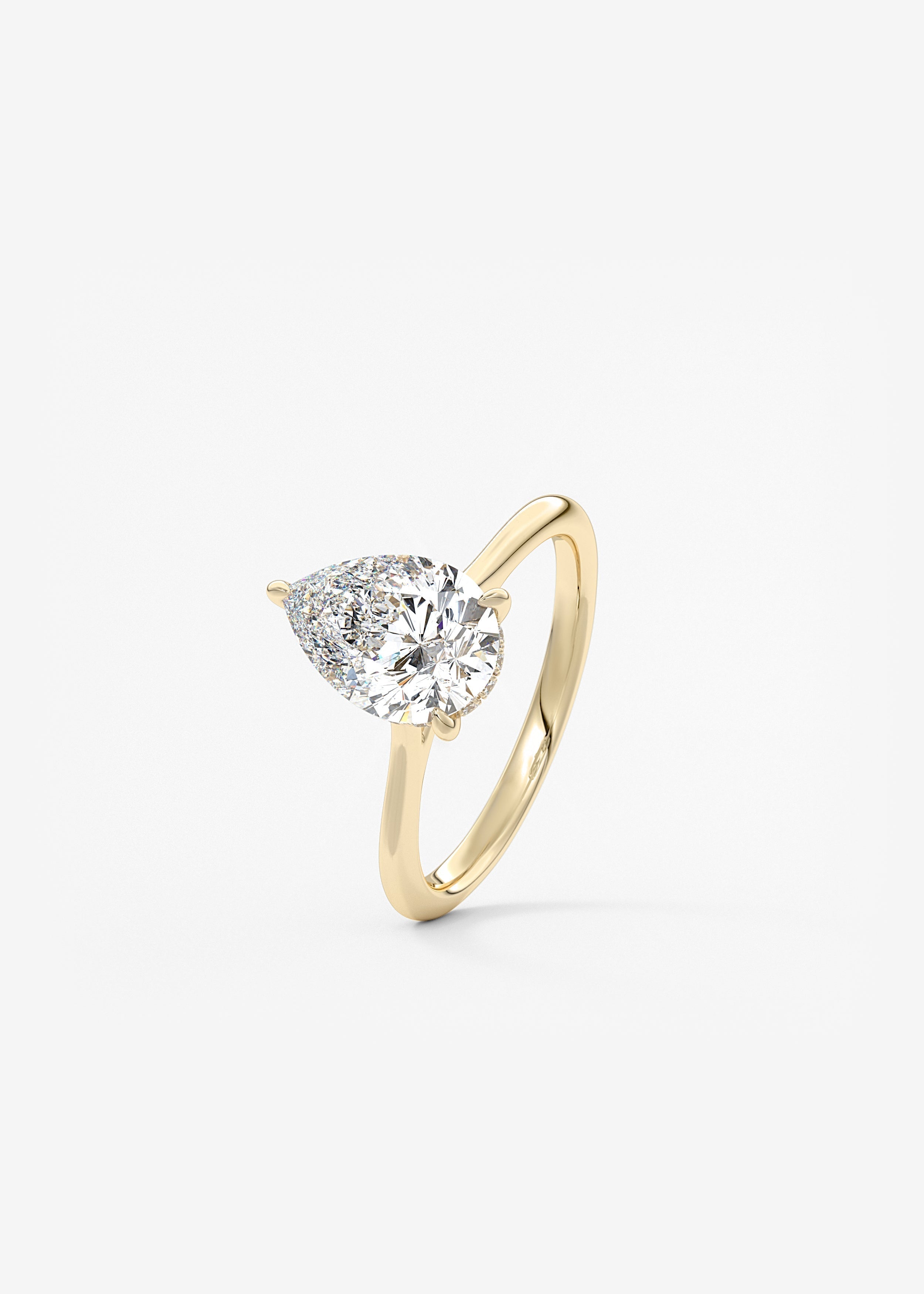 Pear Hidden Halo/ Cathedral Lab Grown Diamond Engagement Ring