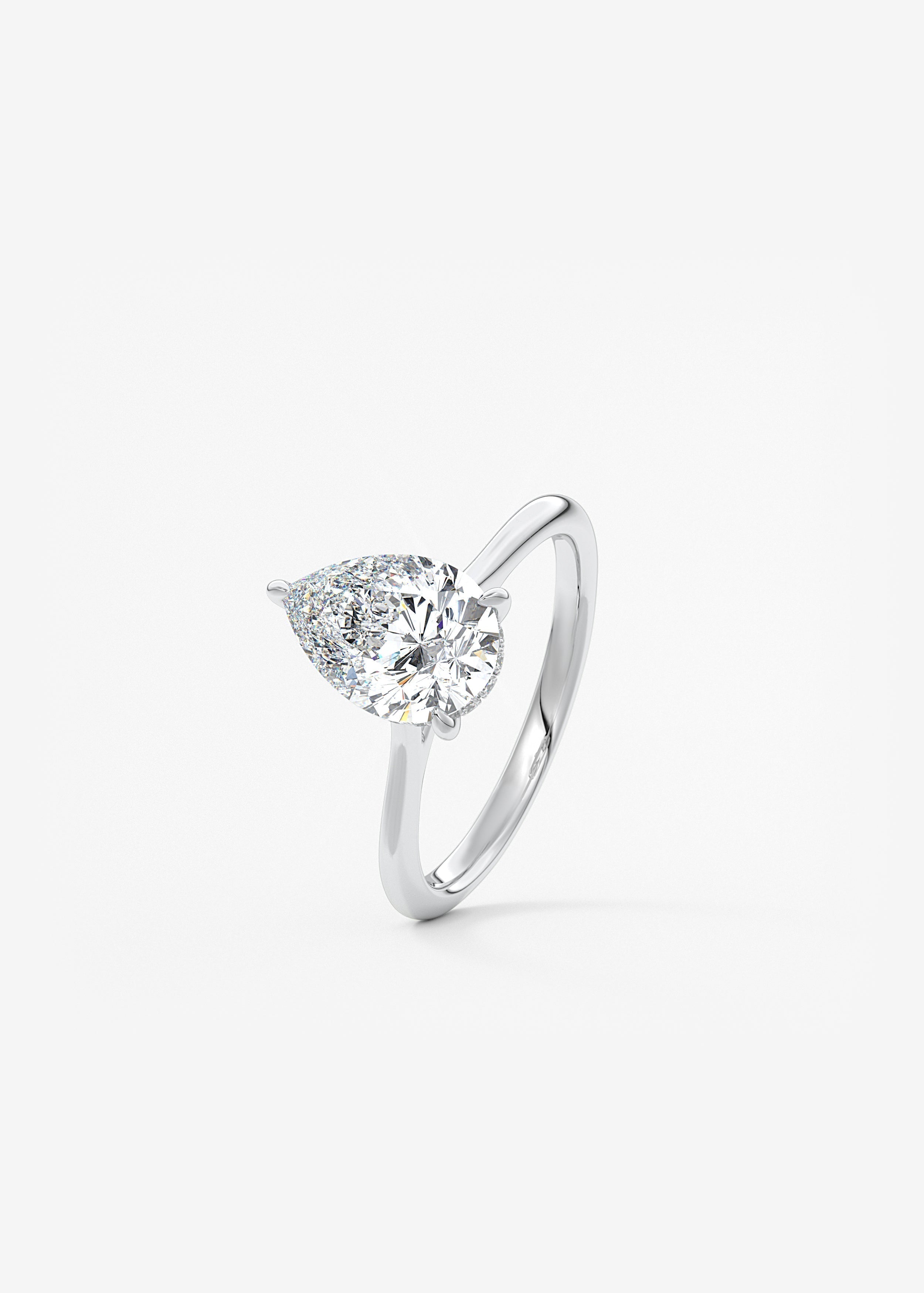 Pear Hidden Halo/ Cathedral Lab Grown Diamond Engagement Ring