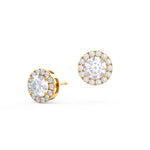 1.50 TCW Round Shape Moissanite Halo Stud Earrings in Gold 3