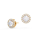 1.50 TCW Round Shape Moissanite Halo Stud Earrings in Gold 3
