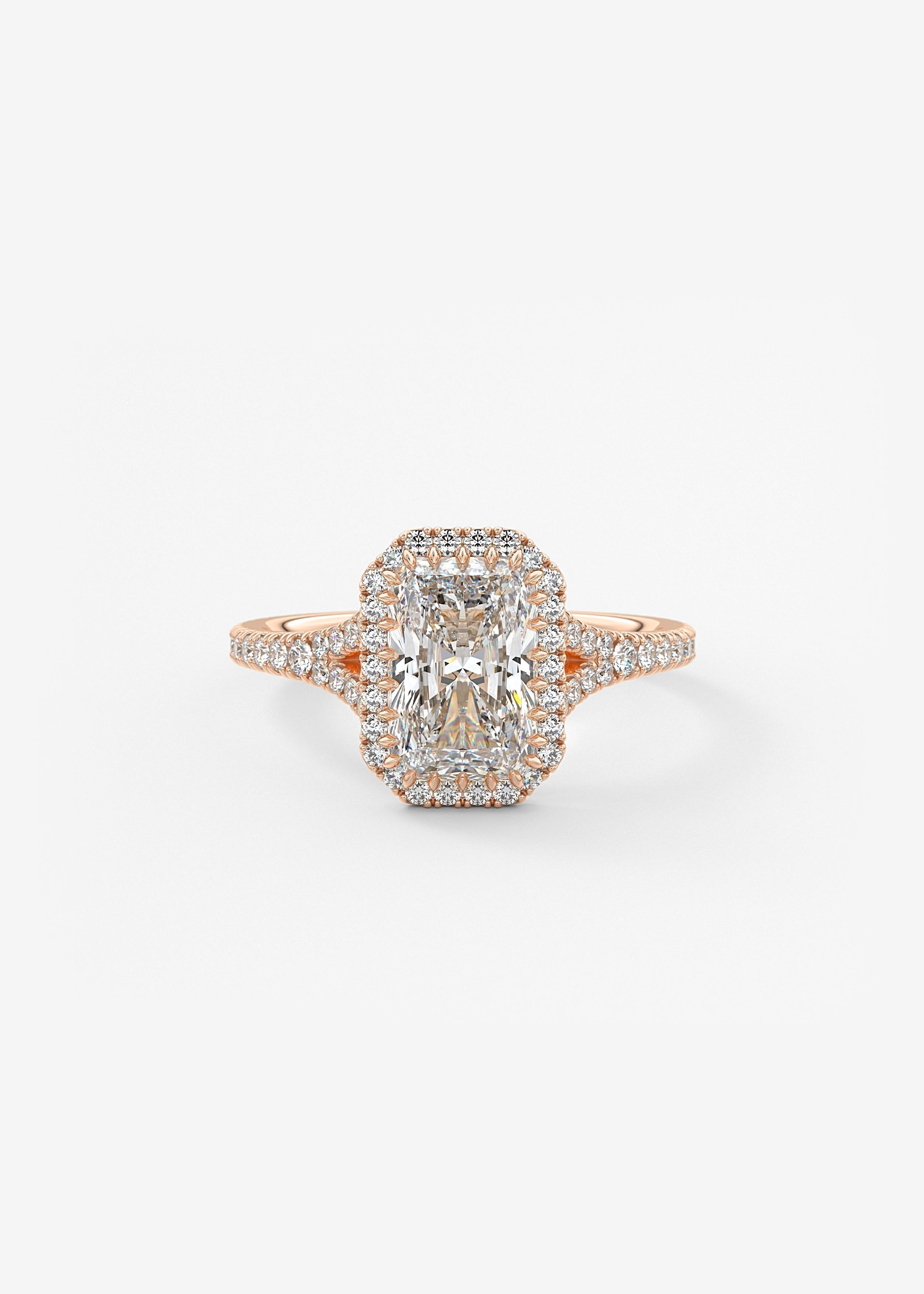 Radiant Halo & Pave , Split Shank Lab Grown Diamond Engagement Ring