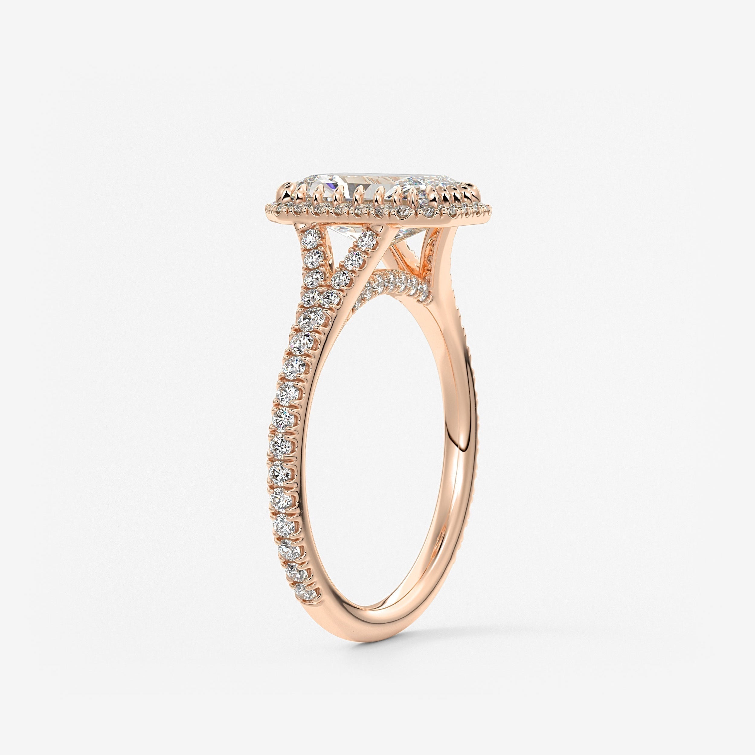 Radiant Halo & Pave , Split Shank Lab Grown Diamond Engagement Ring