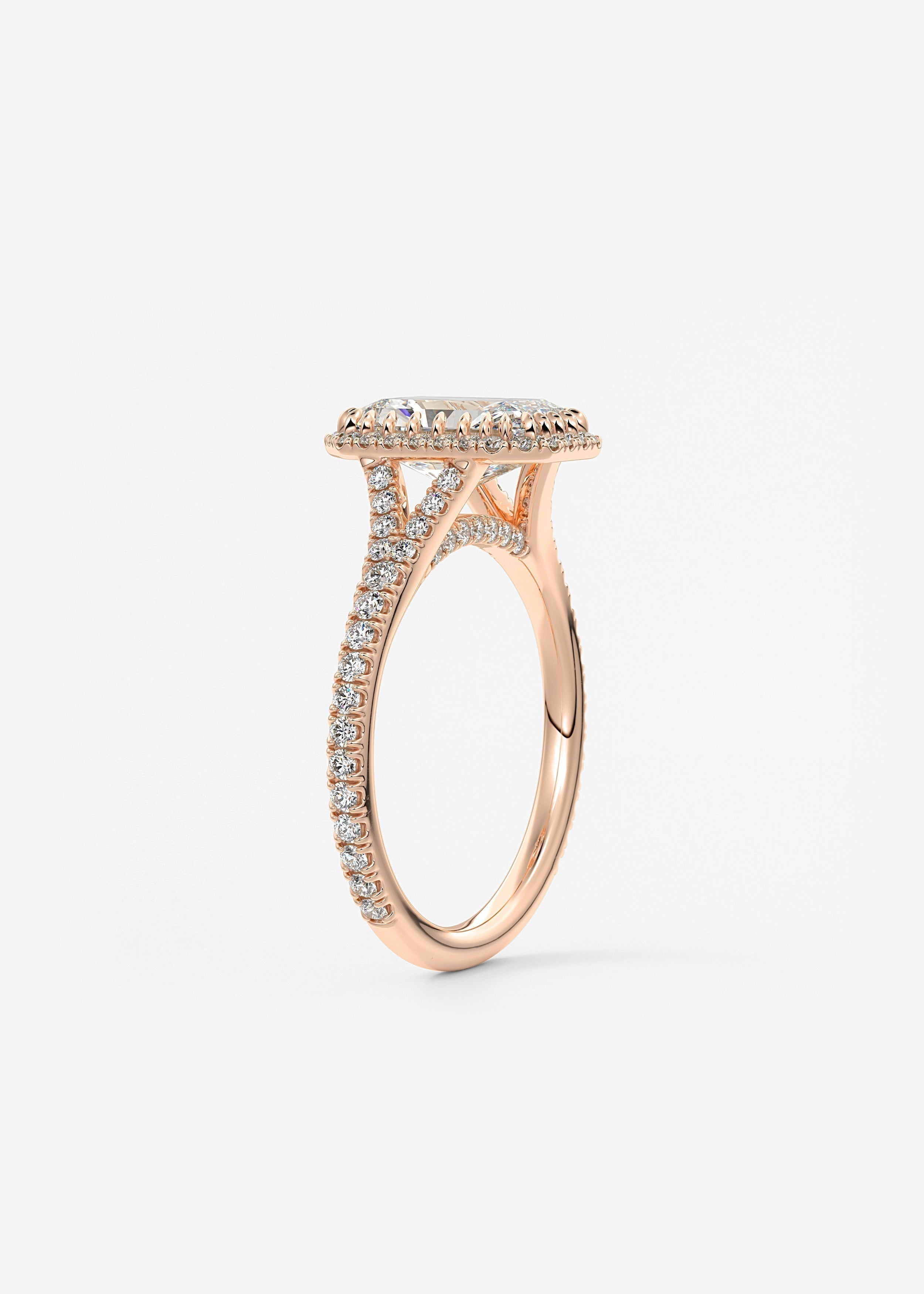 Radiant Halo & Pave , Split Shank Lab Grown Diamond Engagement Ring