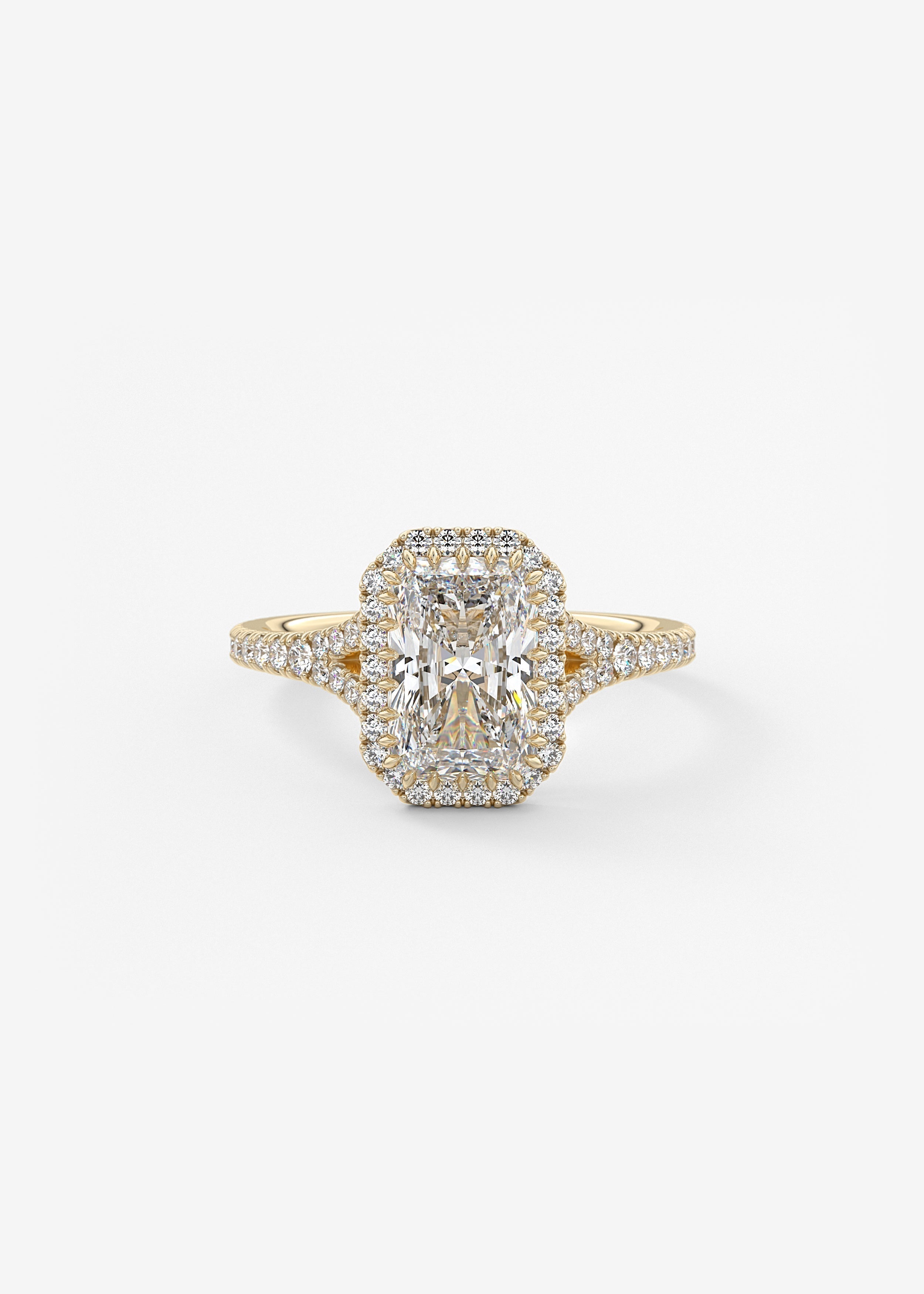 Radiant Halo & Pave , Split Shank Lab Grown Diamond Engagement Ring