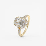 Radiant Halo & Pave , Split Shank Lab Grown Diamond Engagement Ring