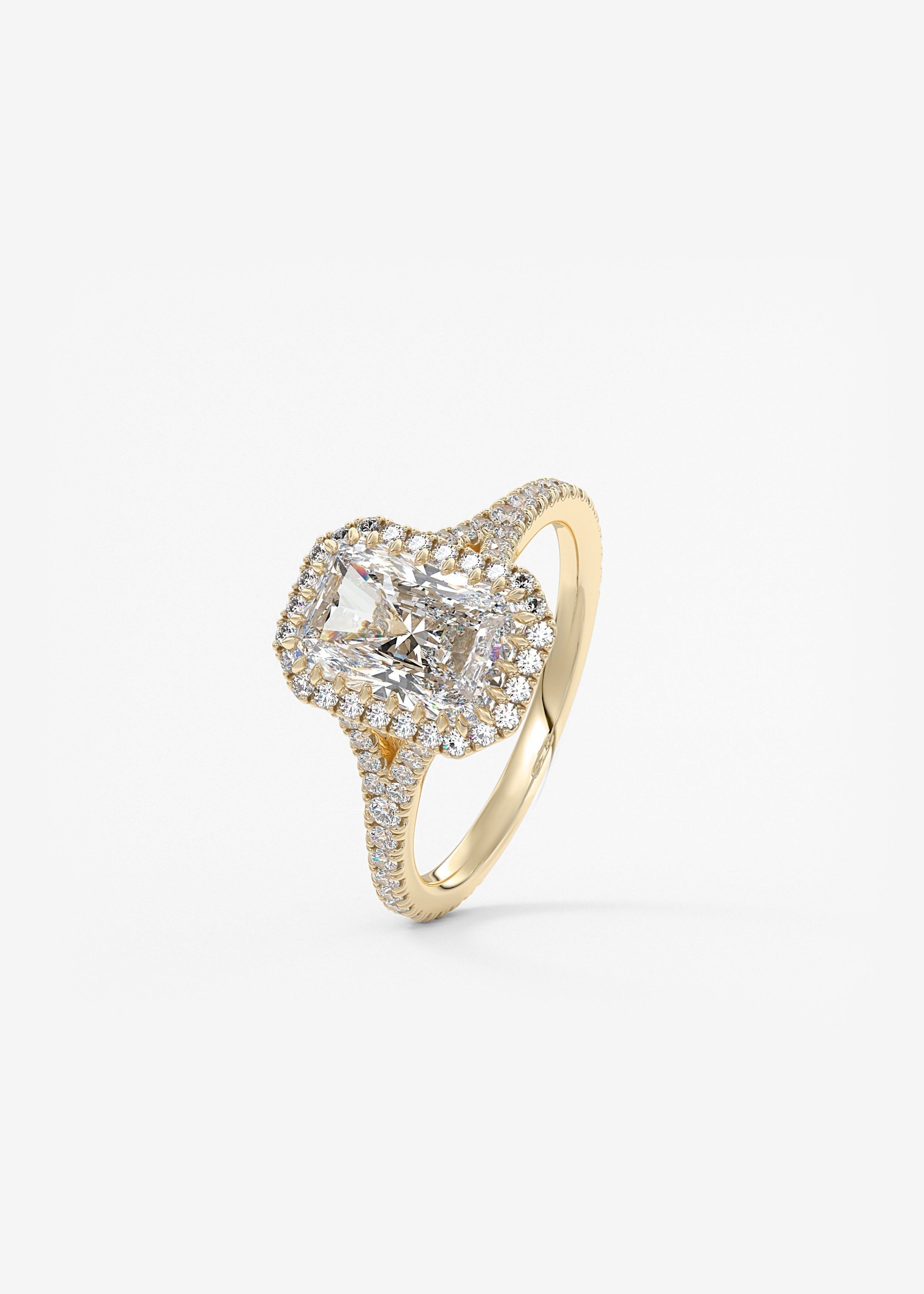 Radiant Halo & Pave , Split Shank Lab Grown Diamond Engagement Ring