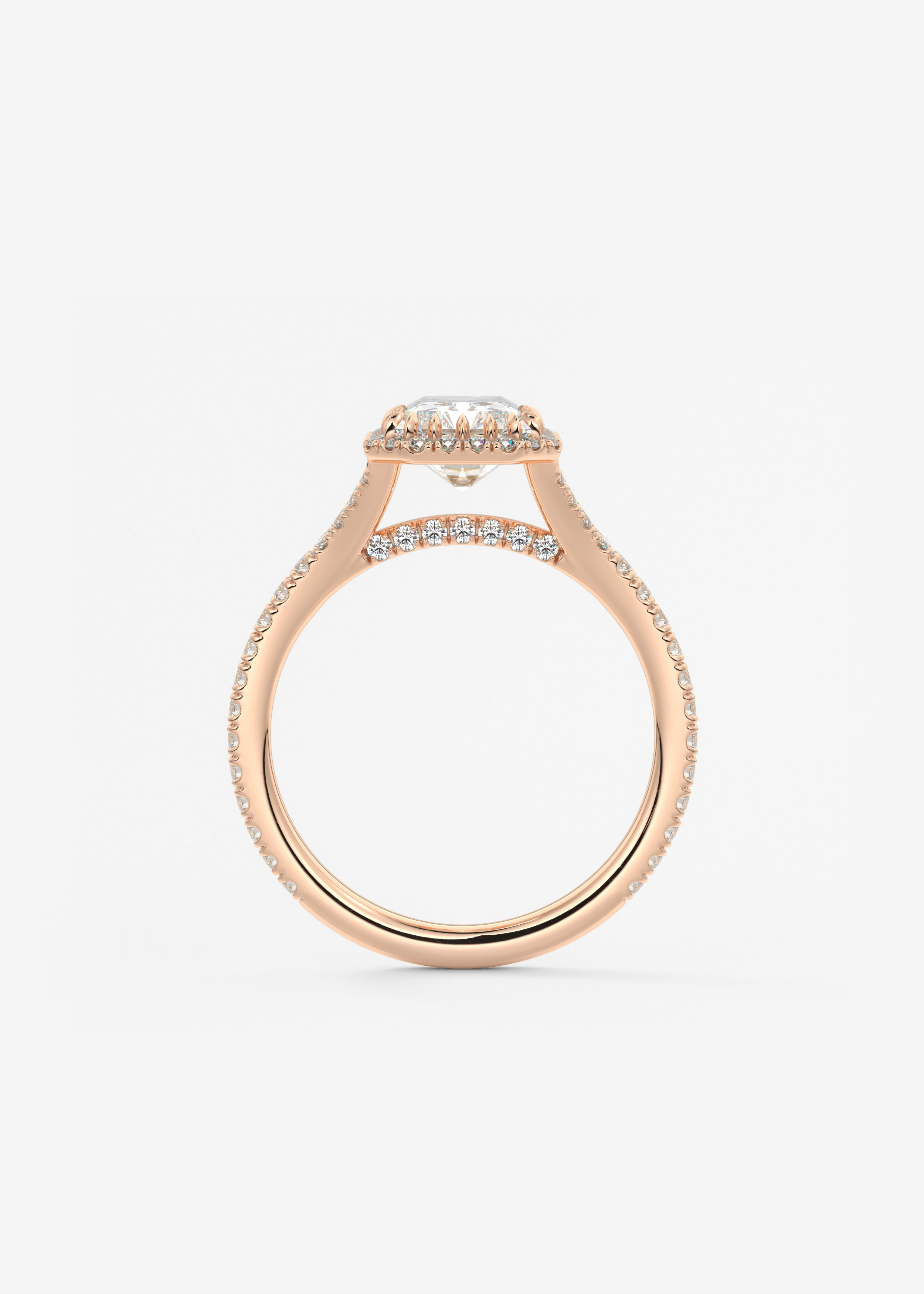 Radiant Halo & Pave , Split Shank Lab Grown Diamond Engagement Ring