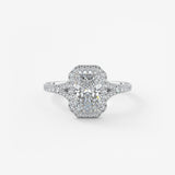 Radiant Halo & Pave , Split Shank Lab Grown Diamond Engagement Ring