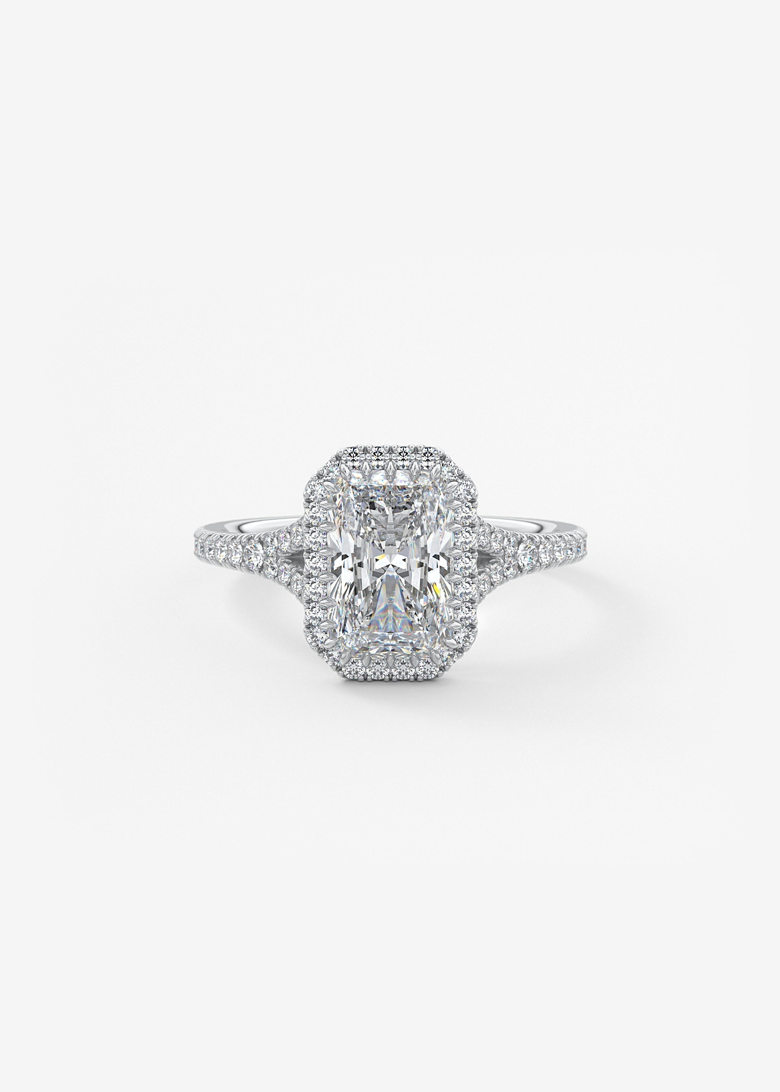 Radiant Halo & Pave , Split Shank Lab Grown Diamond Engagement Ring