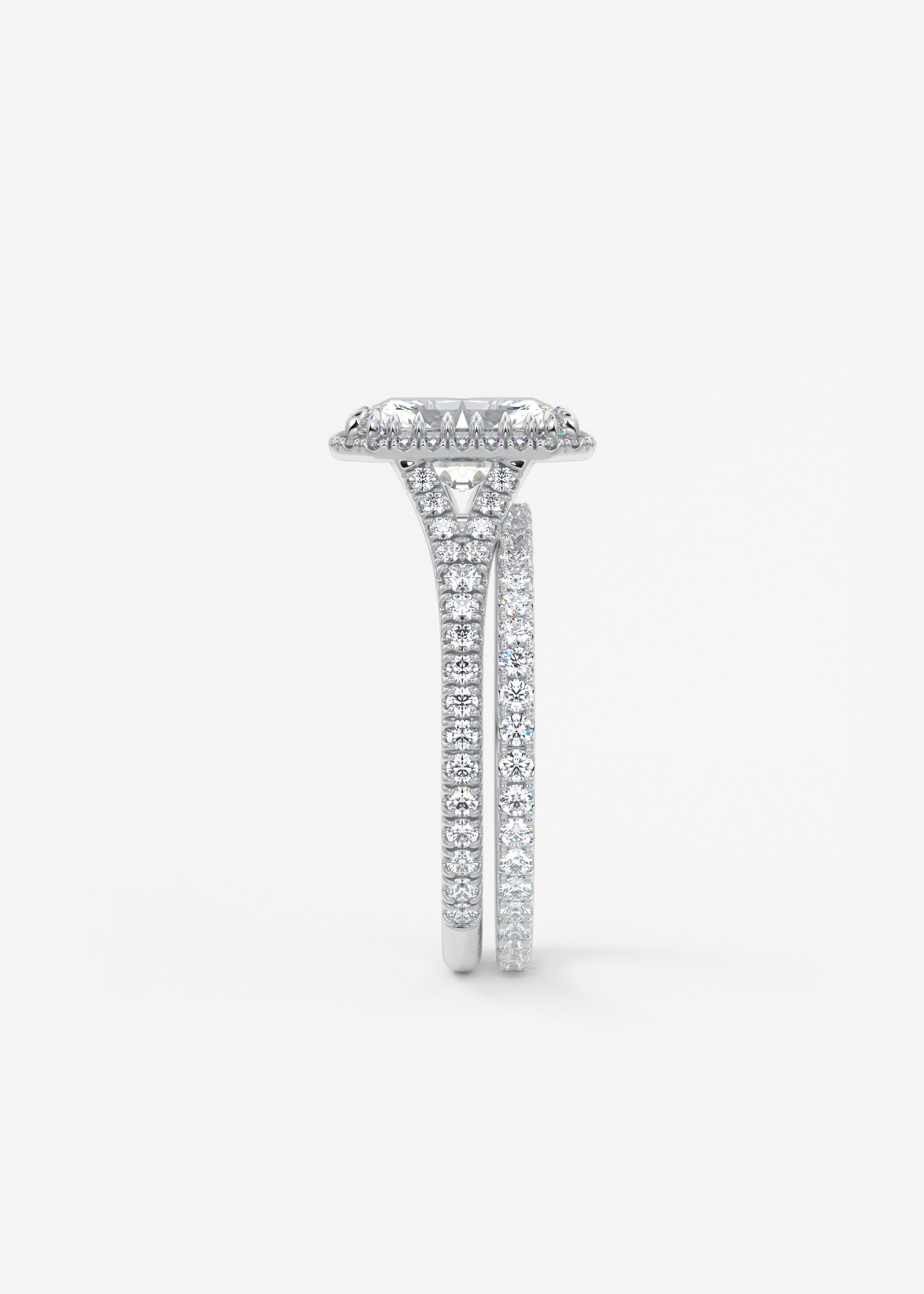 Radiant Halo & Pave , Split Shank Lab Grown Diamond Engagement Ring