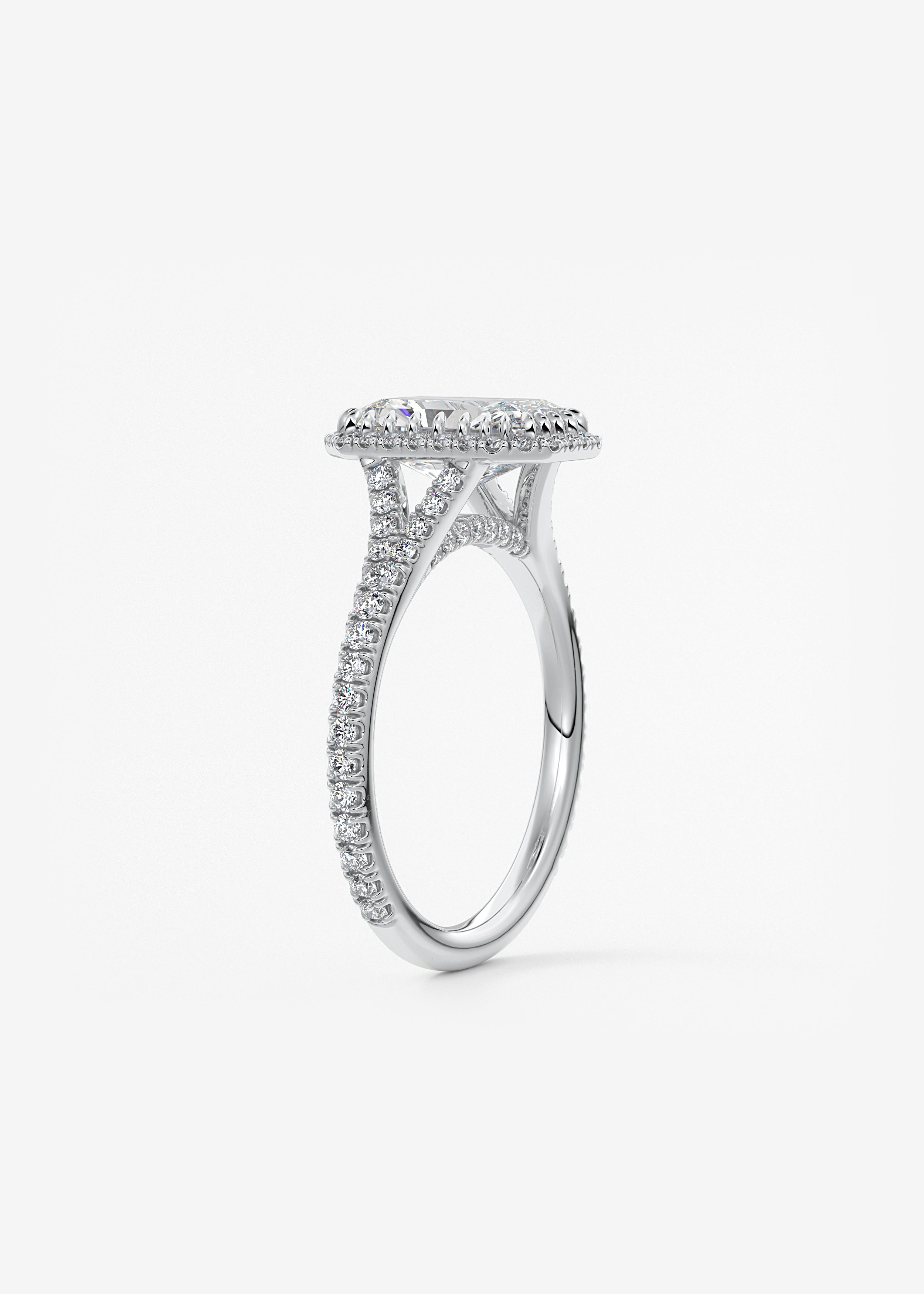 Radiant Halo & Pave , Split Shank Lab Grown Diamond Engagement Ring