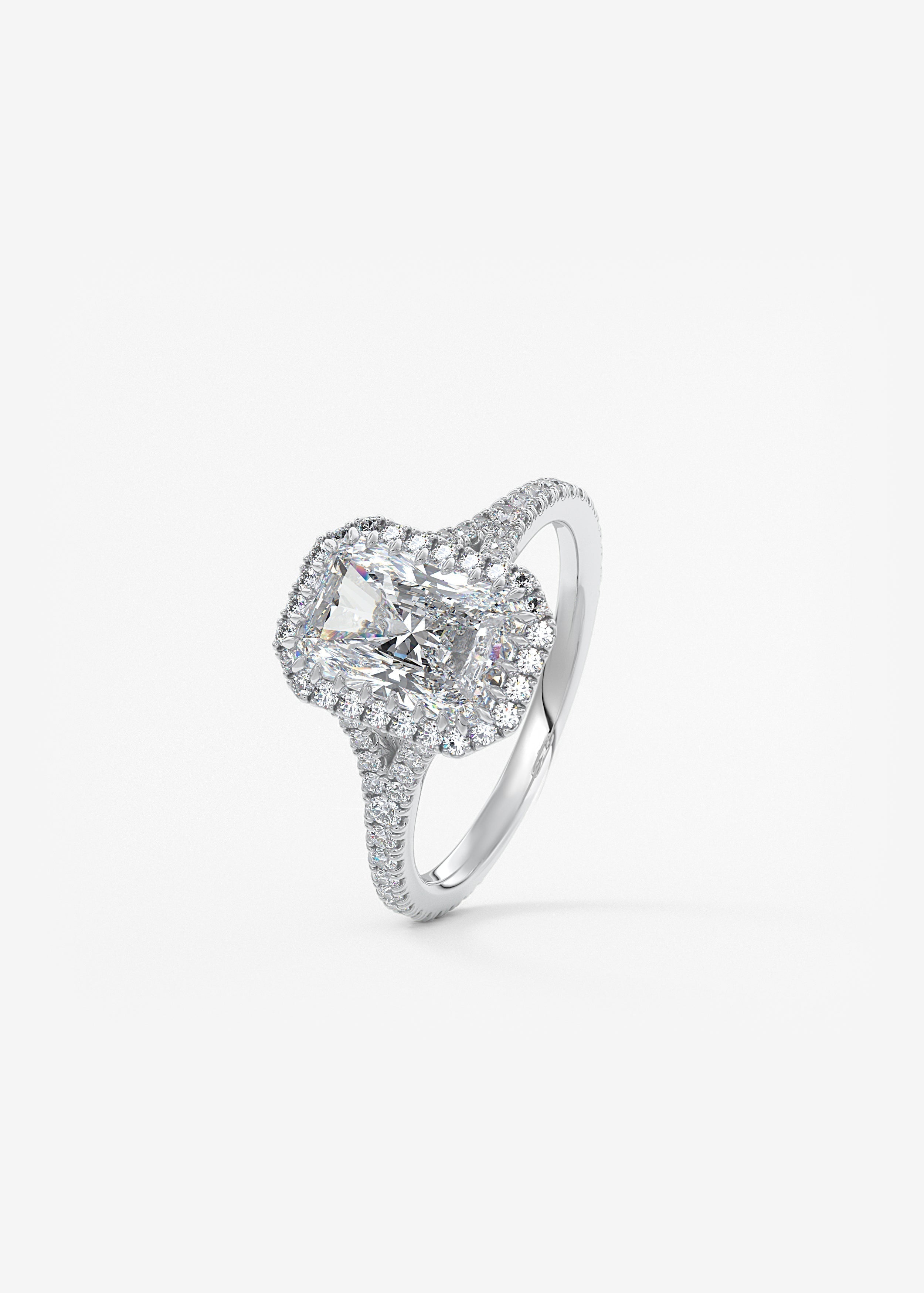 Radiant Halo & Pave , Split Shank Lab Grown Diamond Engagement Ring