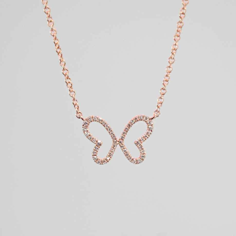 0.50 TCW Moissanite Diamond Butterfly Pendant Necklace in Solid Gold 2
