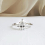 Pear Three Stone Lab Grown Diamond Engagement Ring