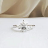 Pear Three Stone Lab Grown Diamond Engagement Ring