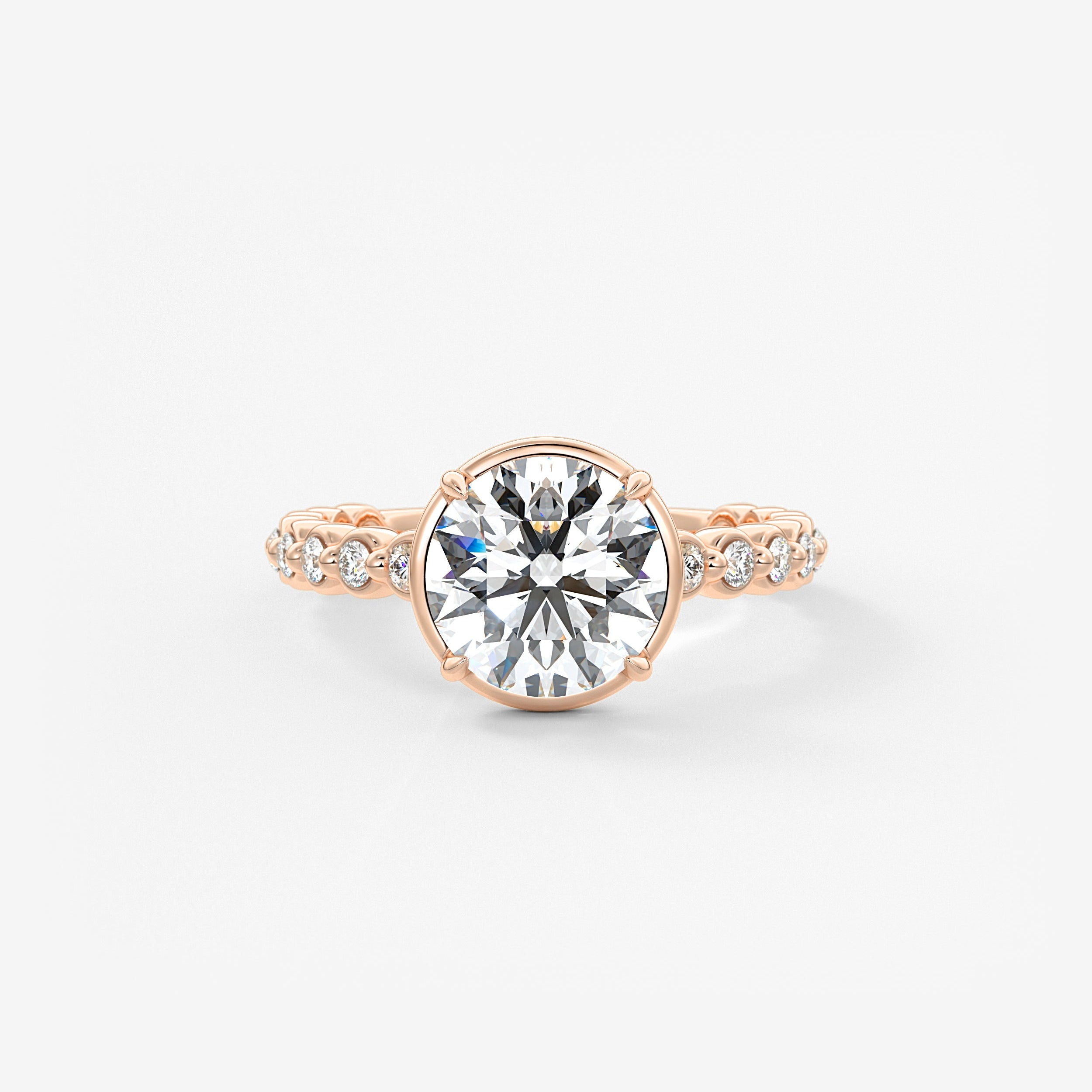 Round Bezel Lab Grown Diamond Engagement Ring