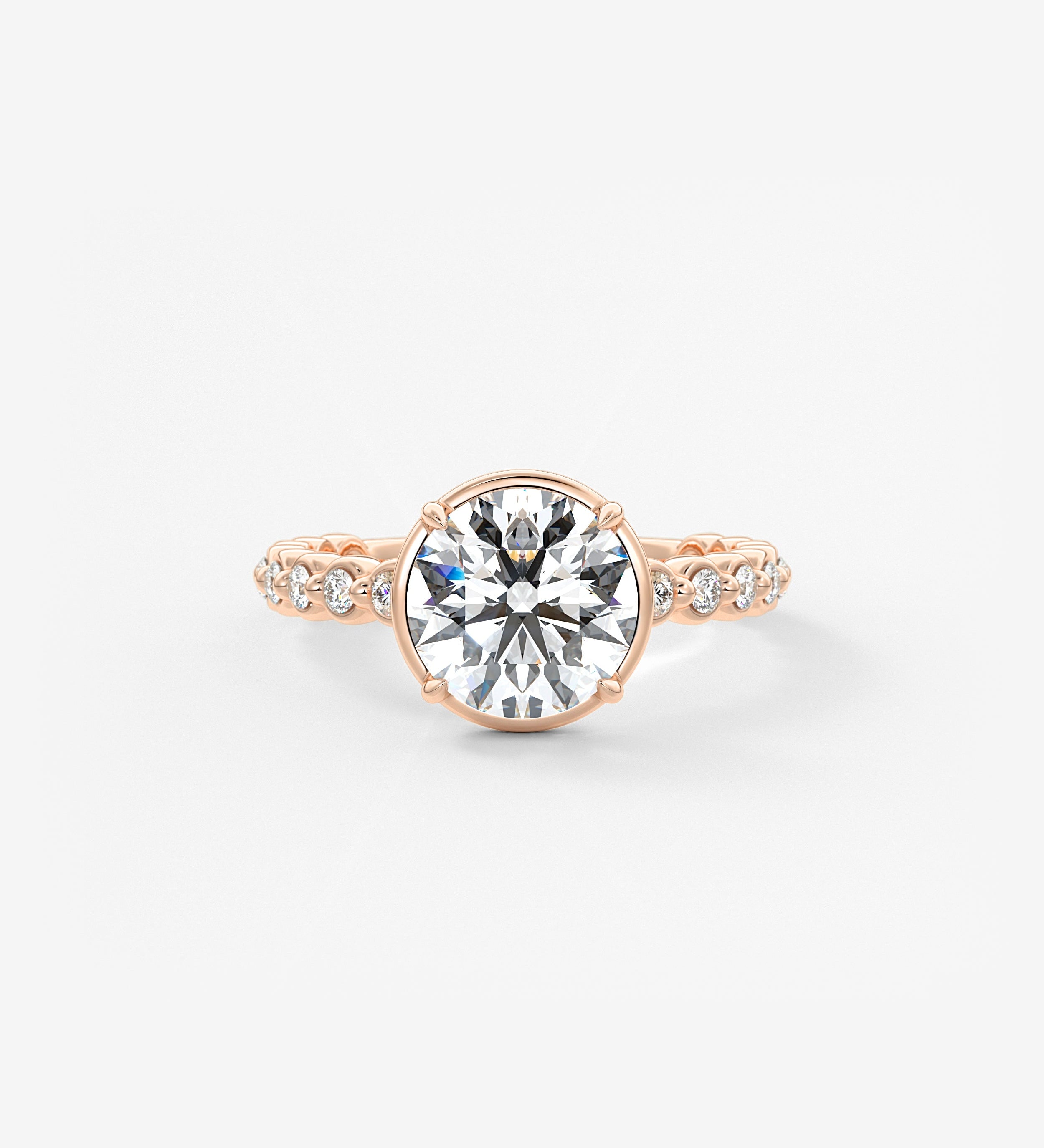 Round Bezel Lab Grown Diamond Engagement Ring