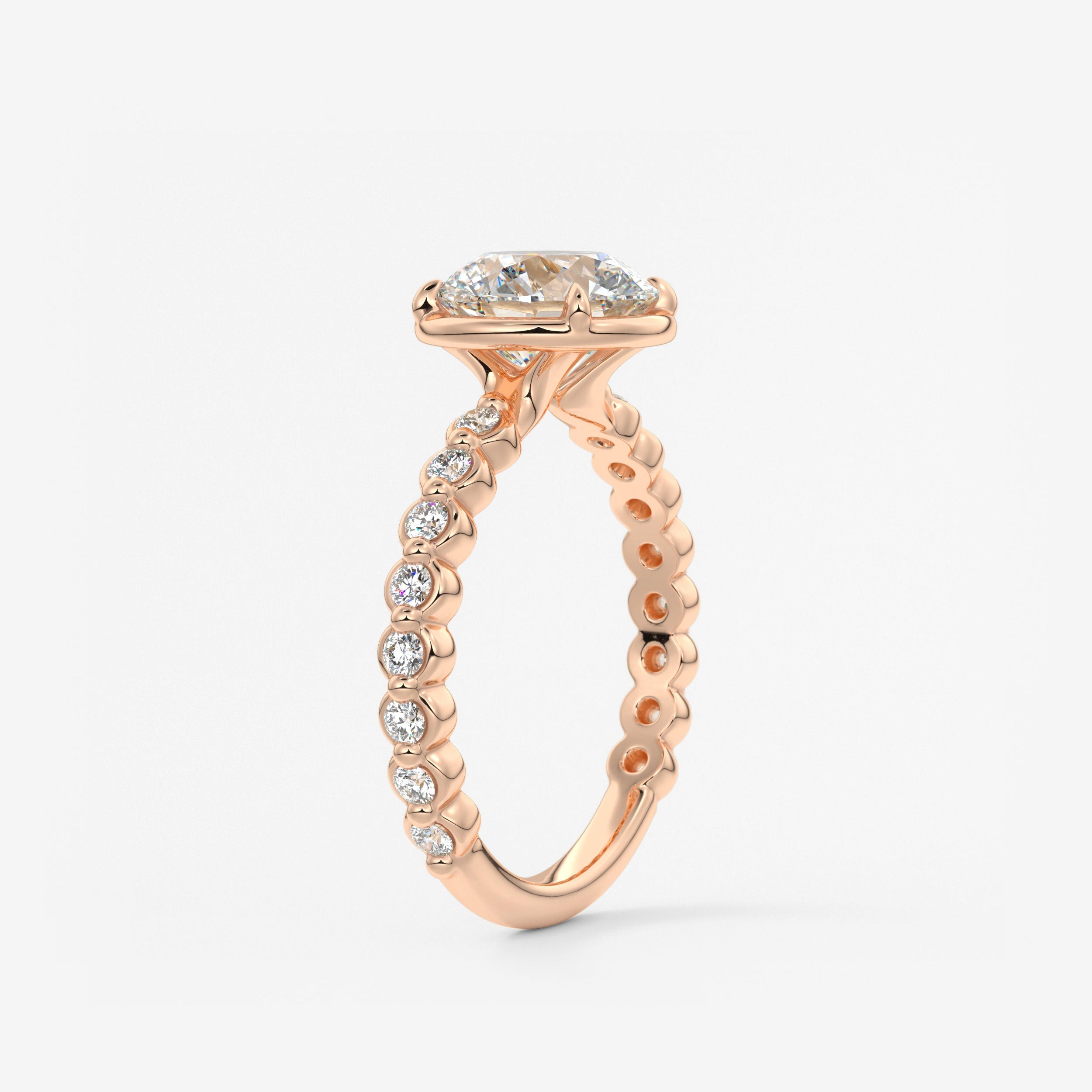 Round Bezel Lab Grown Diamond Engagement Ring