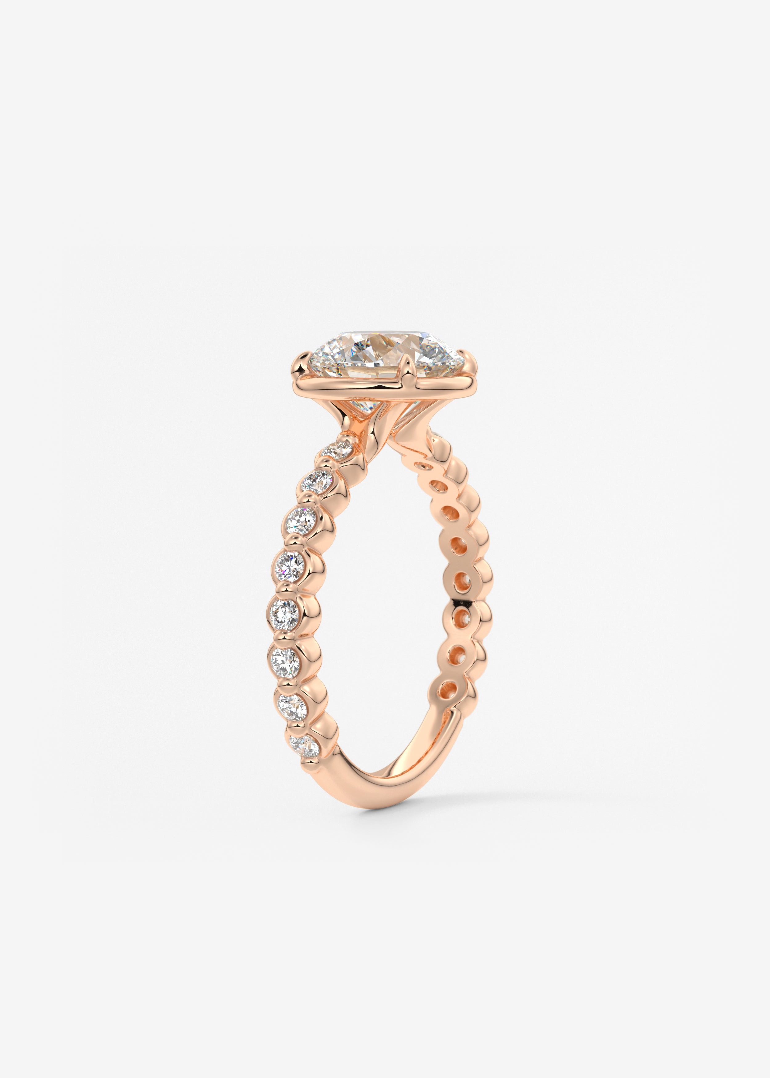 Round Bezel Lab Grown Diamond Engagement Ring