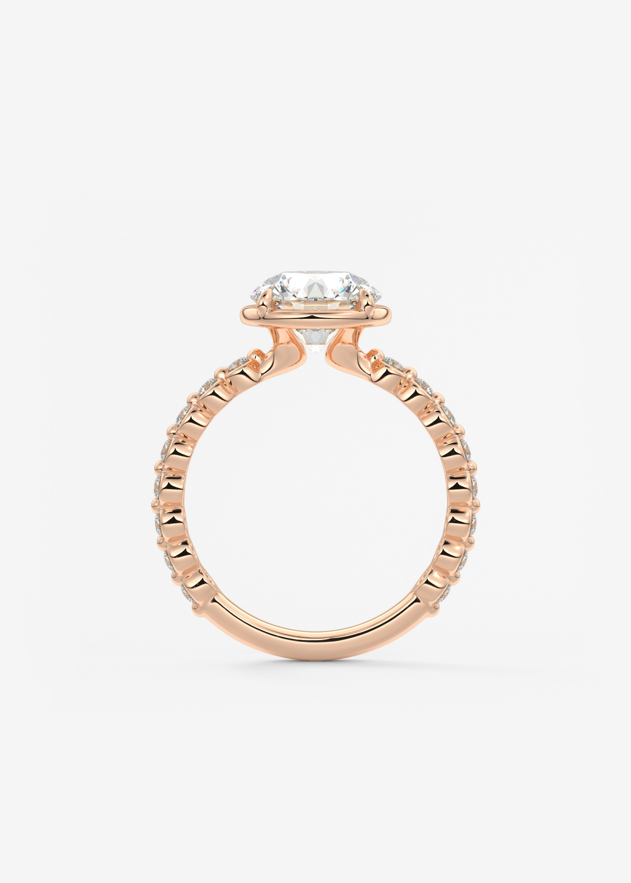 Round Bezel Lab Grown Diamond Engagement Ring