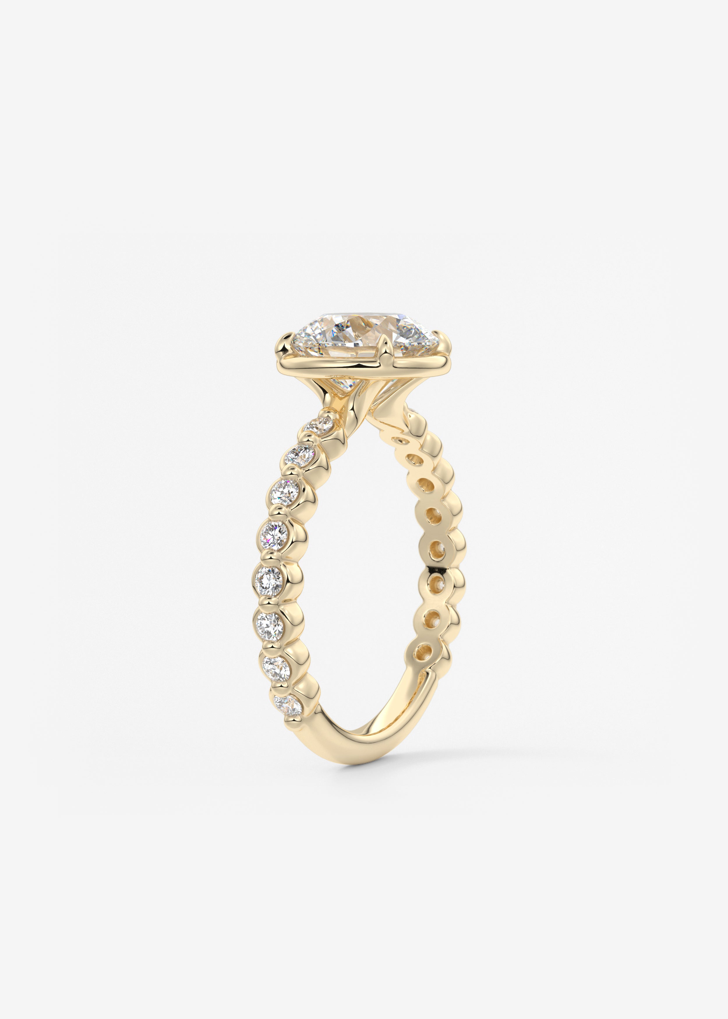 Round Bezel Lab Grown Diamond Engagement Ring
