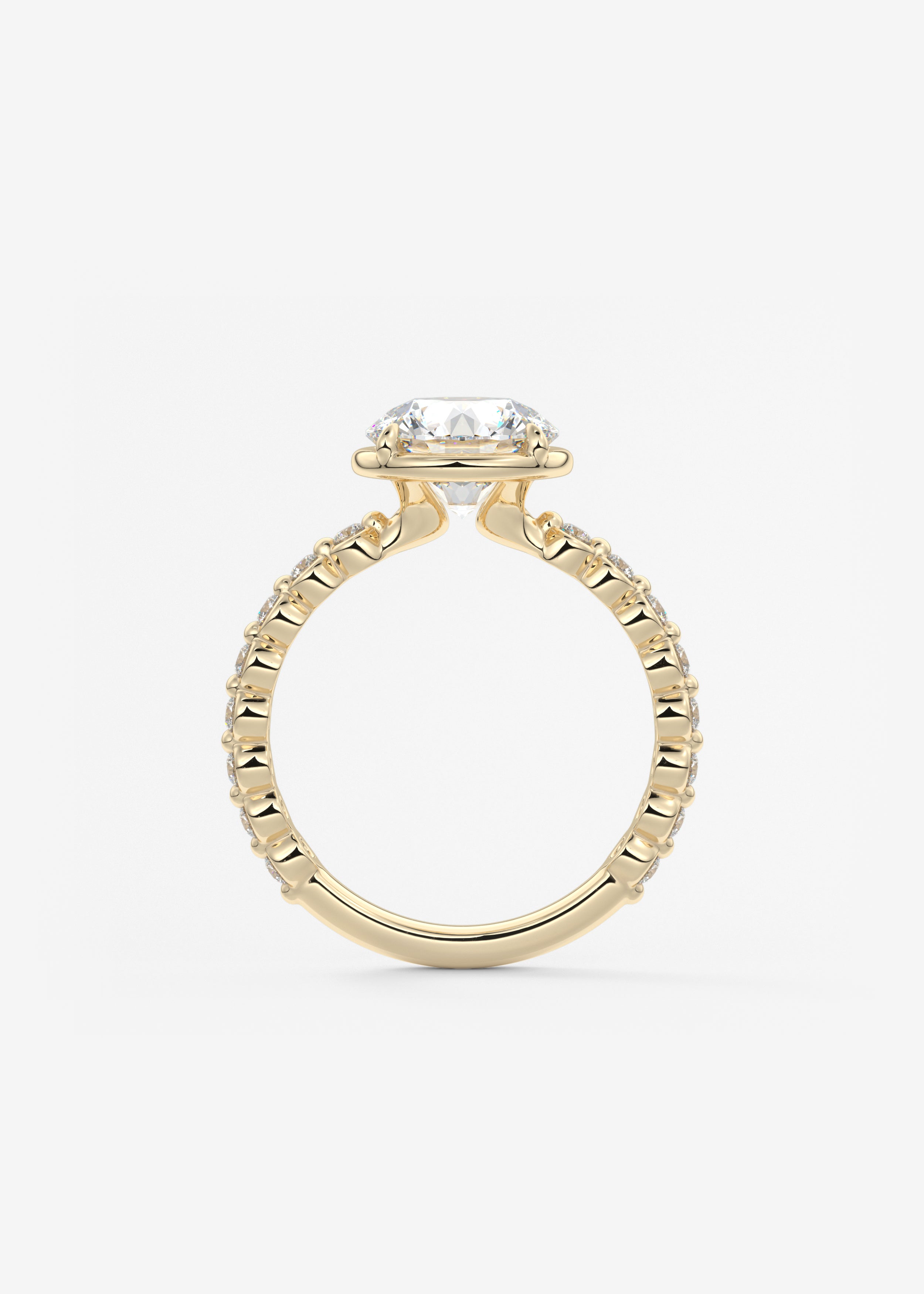Round Bezel Lab Grown Diamond Engagement Ring